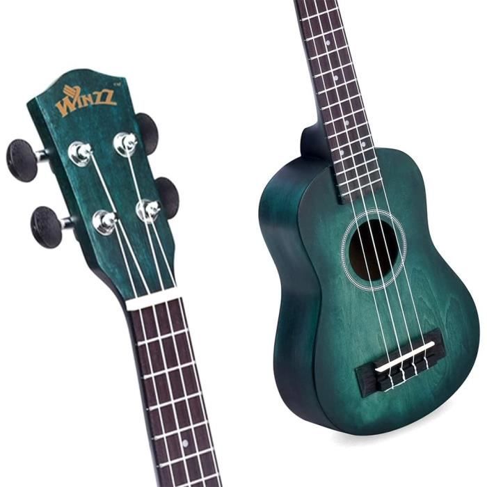 Sopran-Ukulele - winzz - 21 Zoll - dunkelcyan - Zubehör inklusive - für Anfänger und Profis