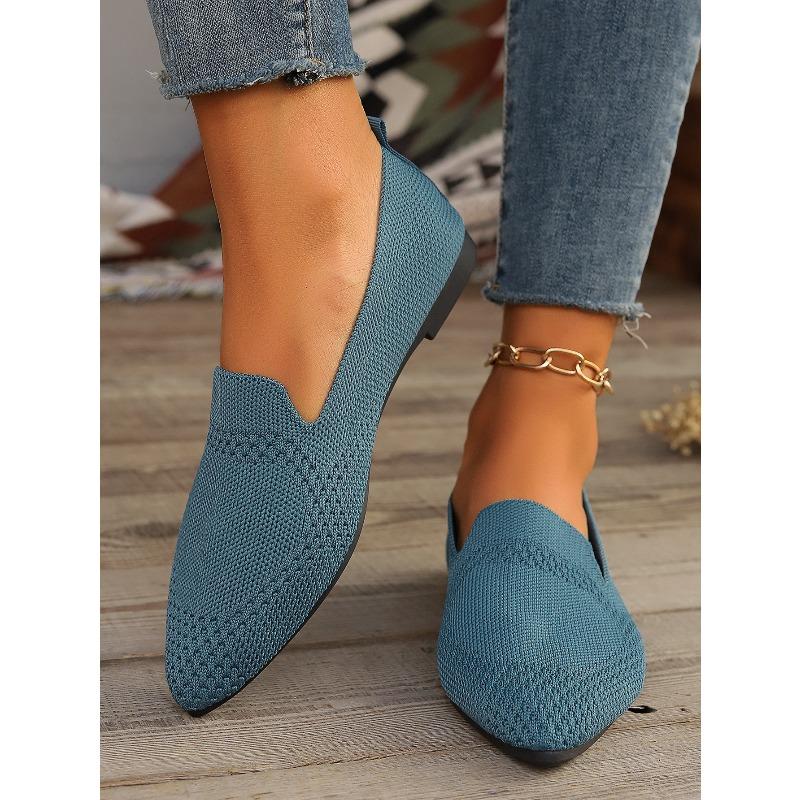 Spring New Large Size Pointed Flat Flying Woven Single Shoes Women's Slip-on Casual Shoes