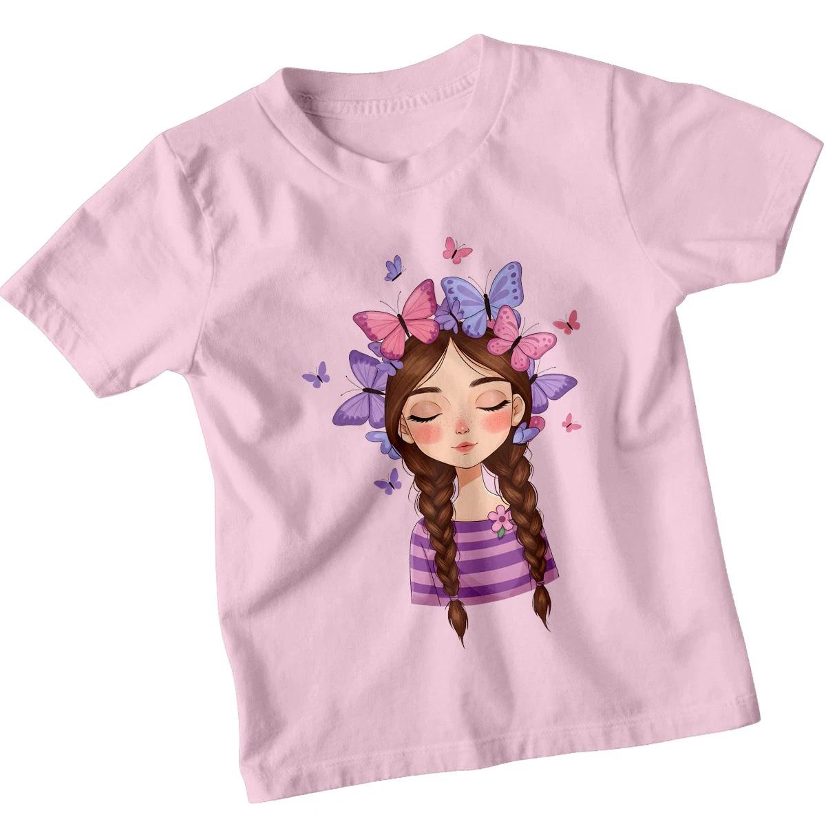 Girl Butterfly Fantasy Kids T-Shirt Cute Purple Butterflies Girls Top 100
