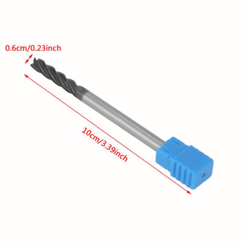 Extra Long Shank 100mm Tungsten Carbide End Mill HRC50 CNC Cutter 4Flutes 6MM