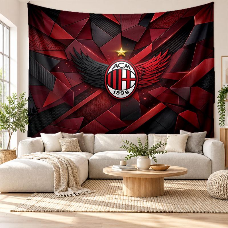 Tapeçaria de Parede AC Milan, Pendente de Parede em Tecido Macio, Fundo Decorativo Para Quarto Arte de Parede para Casa