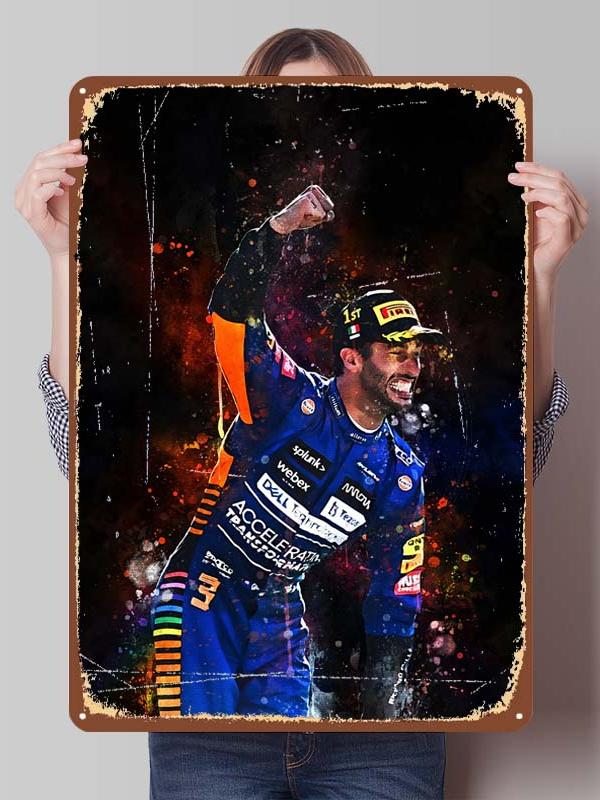 Daniel Ricciardo Plakaty Wyścigowe F1 Metalowe Znaki Dekoracja Wystrój Salonu Mężczyźni Niestandardowe Blaszane Tabliczki do Dekoracji Ścian