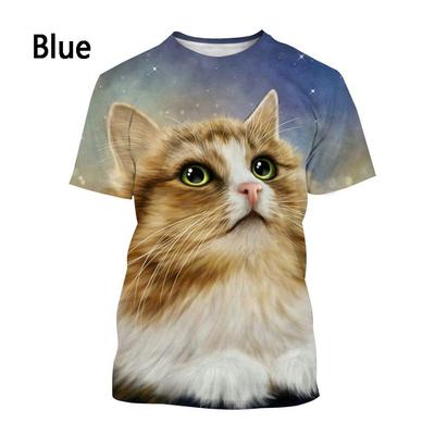 Neue Mode 3D Katze Print T-Shirt Männer Frauen Sommer Casual Kurzarm Animal Print Rundhals Shirt Top