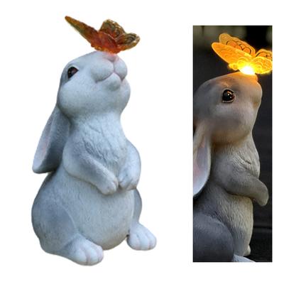 Sac Taske Solar Light, Rabbit and Butterfly Garden Light, Lantern, Waterproof, Outdoor LED, Rabbit (Gray)