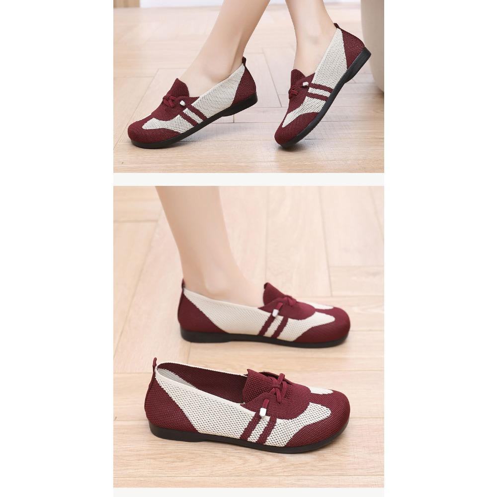 Women's Breathable Lightweight Low Heel Walking Shoes Comfort Non-Slip Daily Footwear for Elderly Moms