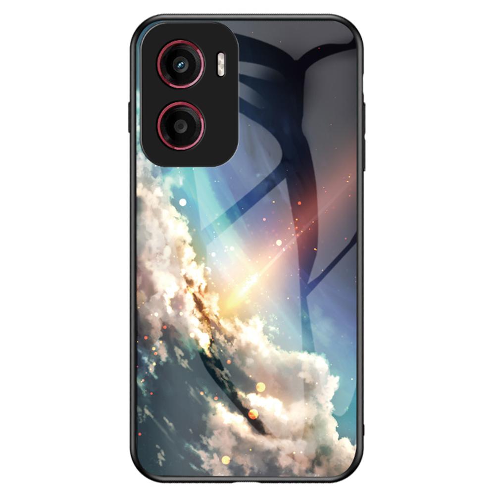 For Motorola Moto G05 4G Case Starry Sky Pattern Tempered Glass Phone Cover