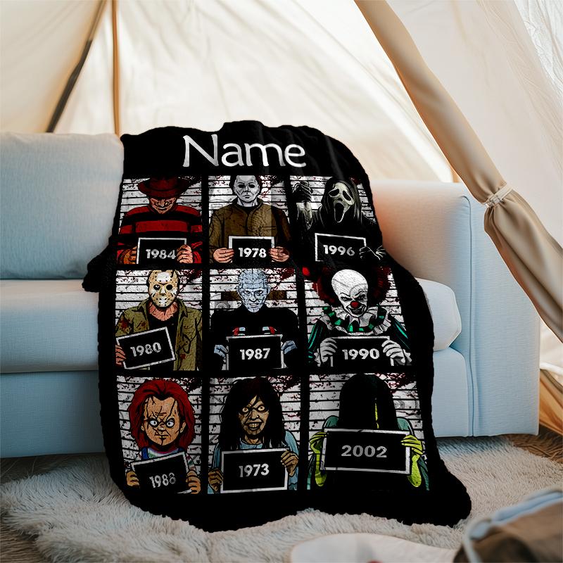 Personalized Custom Name Blanket - Horror movies Print Design,Blanket for Sofa,Bed,Travel,Camping - Soft and Warm, Great Gift
