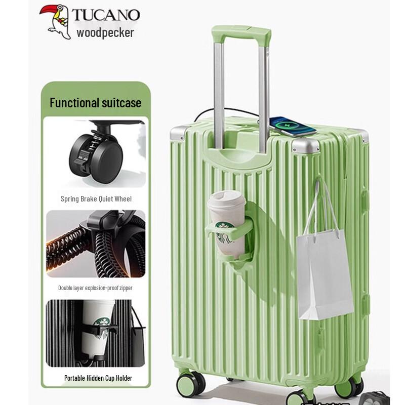 ZMN 22-inch Hardside Luggage with USB & Cup Holder