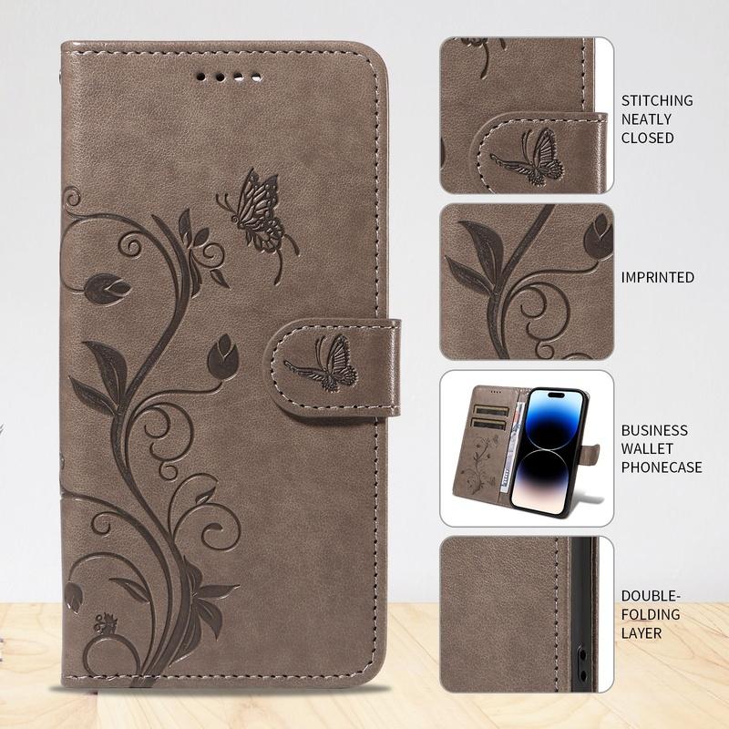 Butterfly Flower Vine Case For iPhone 17 16 15 14 13 12 11 Pro Max Plus Mini 16E 17 Air Flip Wallet Card Slot Leather Book Cover