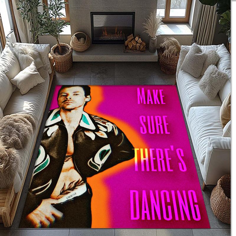 Weicher Kristall-Samt-Bodenläufer, Harry Styles Anti-Rutsch Dekorativer Teppich, Plüsch-Bereichsmatte für Indoor-Heimdekoration