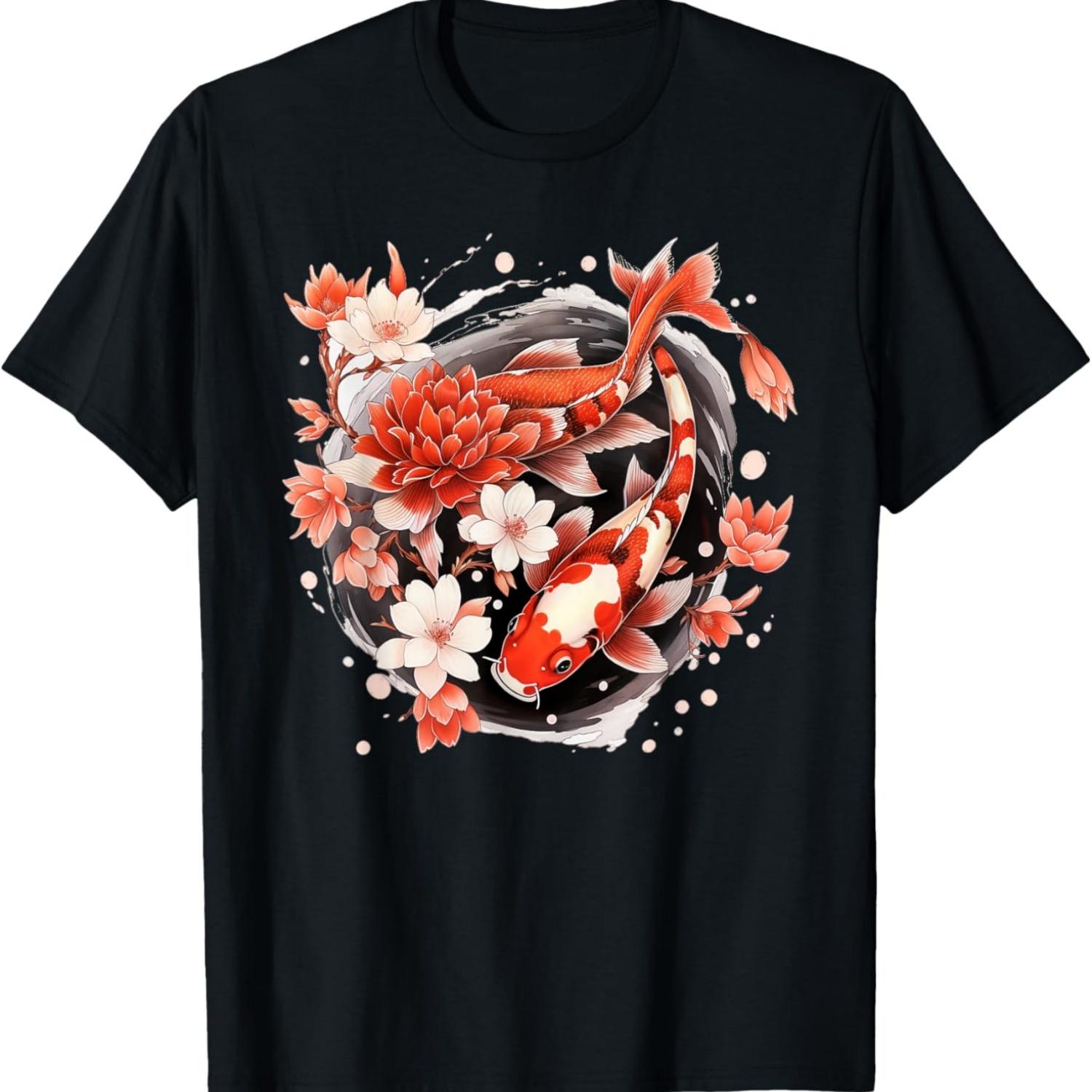 Koi Carp Nishikigoi Fish Cherry Blossom T-Shirt(4) S чёрный