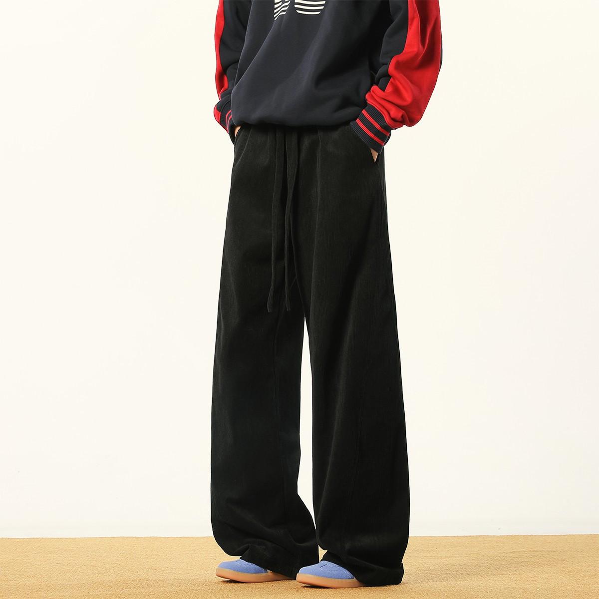 

Maillard Unisex Corduroy Wide-Leg Punk Pants: Autumn/Winter Thick, Straight-Leg, Floor-Length Casual Wear. XXL чёрный