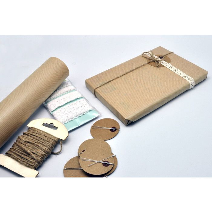 Kit paquet cadeau kraft et dentelle