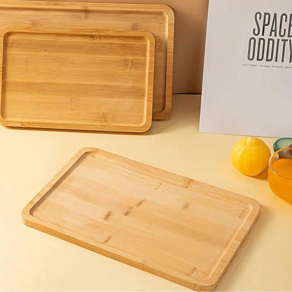 1 Pc Simple Square Wooden Tray, Thickened Restaurant Teahouse Cafe Beverage Tray for Home Kitchen