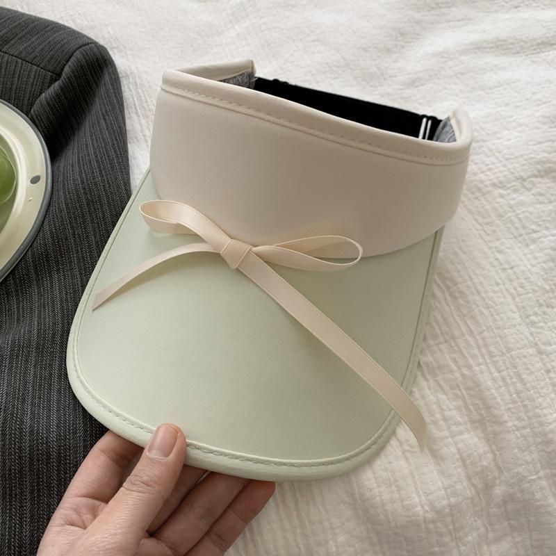 Spring and Summer Hat Women's Ice Silk Bow Sunscreen Empty Top Hat Dopamine Sun Hat Cycling Sun Hat Tide