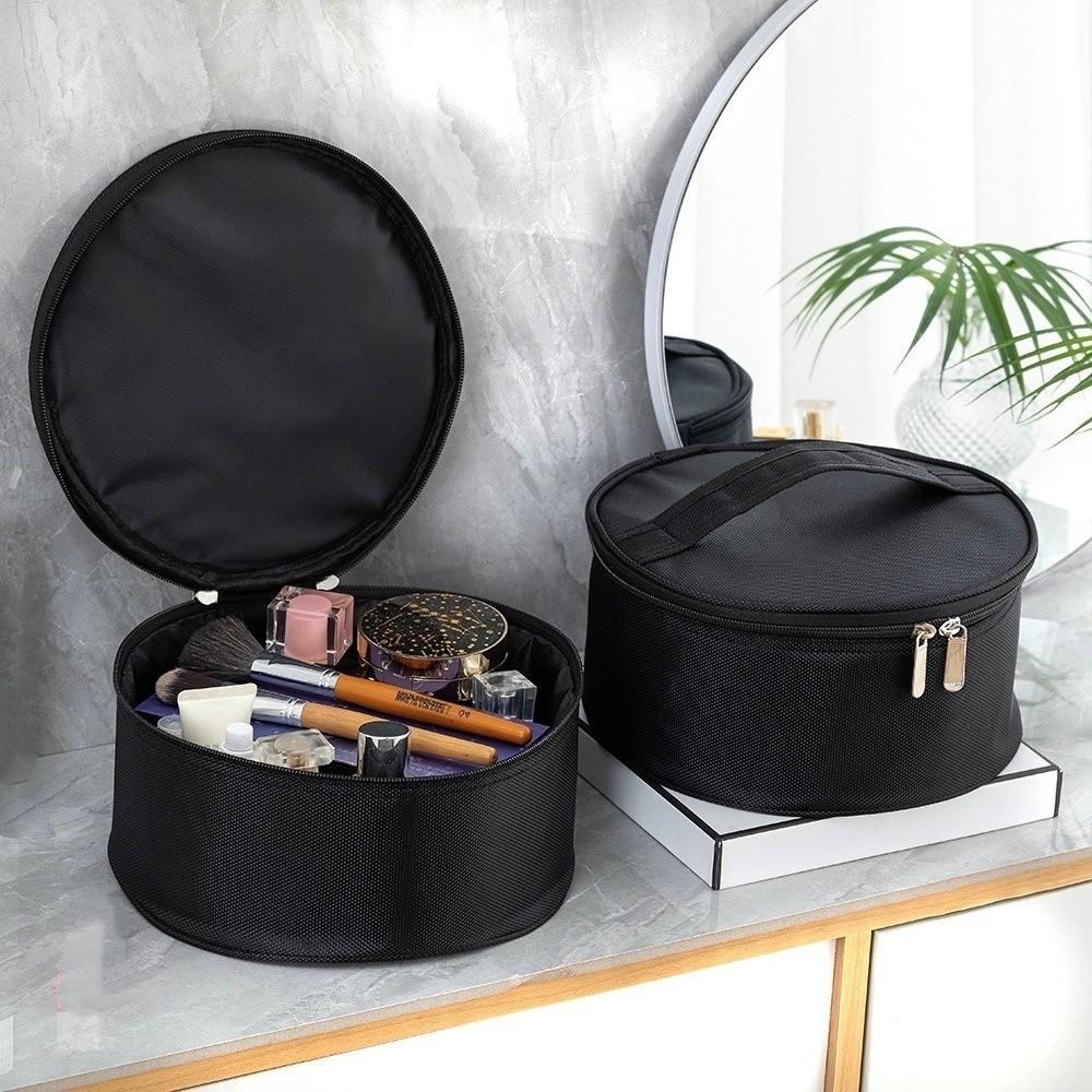 Borsa per Trucco Portatile Portatile Grande Capacità Nera Organizzatore da Viaggio per Articoli da Toeletta Chiusura a Zip Impermeabile Nylon Scatola Porta Cosmetici