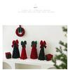 Velvet Layered Christmas Tree Ornament with Red and Green Bow for Festive Decoration
