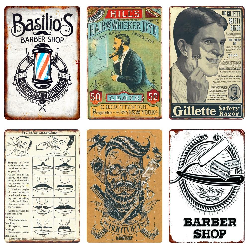 Hair Cutting Retro Plaque, Metal Signs, Barber Shop, Vintage Painting, Wall Posters, Bar, Pub, Shave & Haircut, Home Decor, WY28
