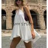 Summer New Women Clothes Ins Style Neck Collar Backless Large Skirt Design High Waist A Word Short Sling Dress