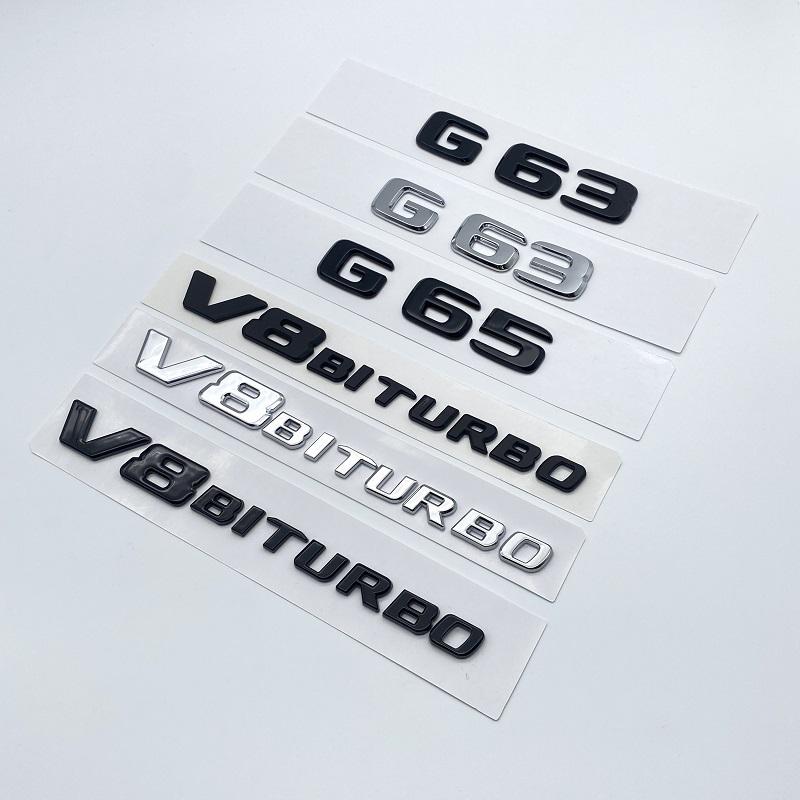2017 Plochá písmena G63 G65 V8 Biturbo V12 Biturbo znak pro Mercedes Benz AMG W463 Boční blatník auta Štítek s logem