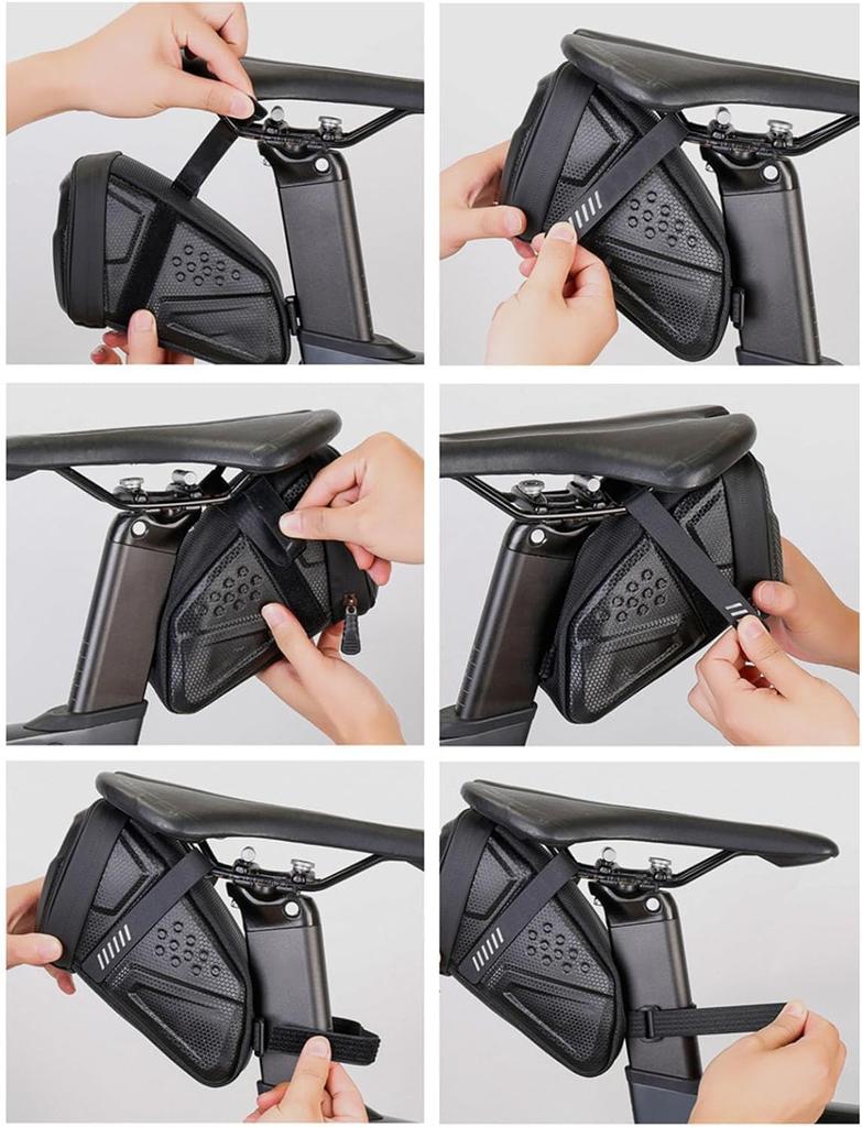 UNIQOCK Bicycle Saddle Bag Waterproof Seat Bag Tail Bag 10L Large Capacity Road Bike Mountain Bike Foldable with Reflective Logo Easy to Install (M)