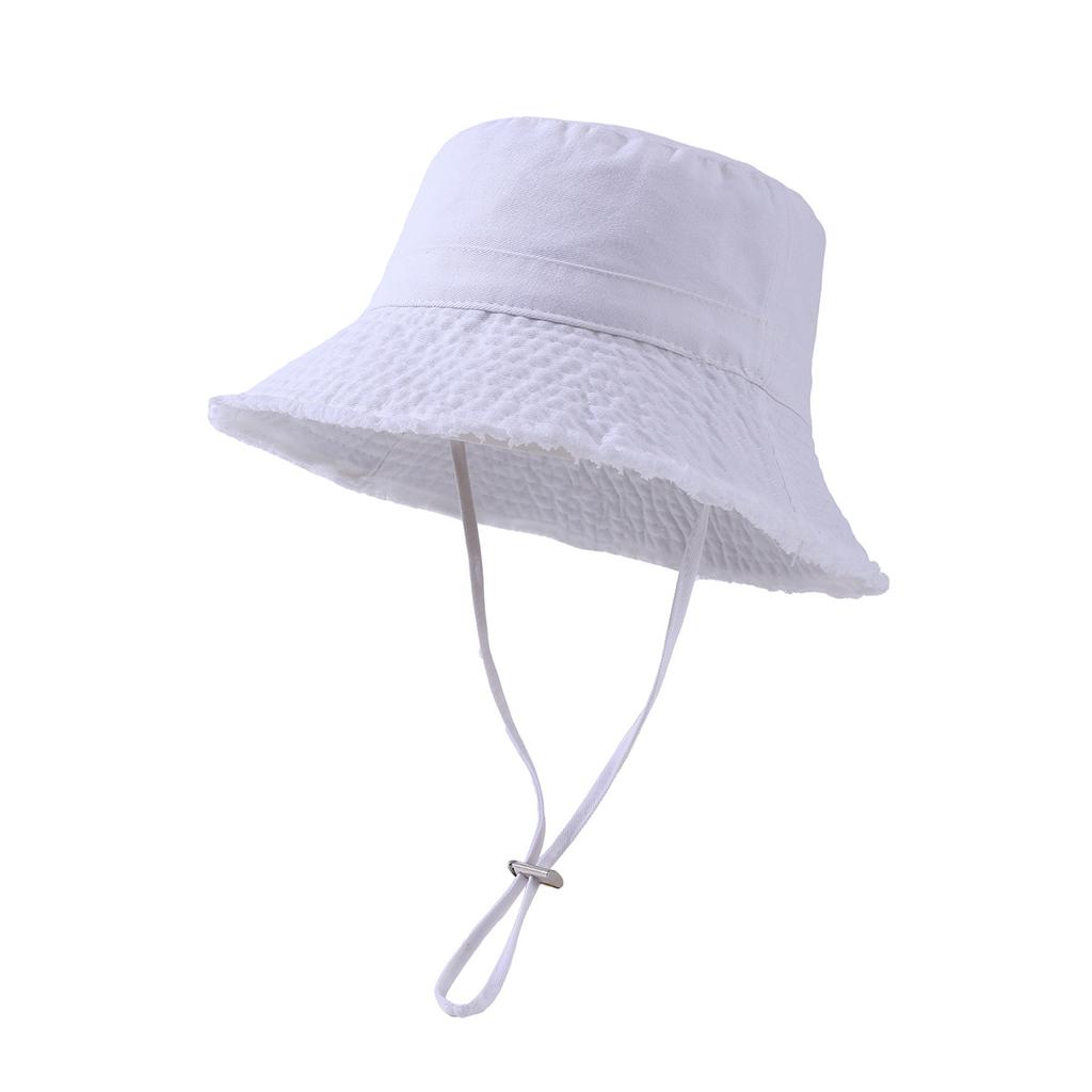 Custom Printed Logo Cotton Outdoor Sunscreen Fisherman Hat Men'S And Women'S Fashion All Matching Solid Color Raw Edge Visor