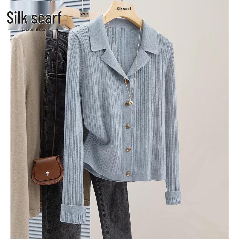 Women s French Style Lapel Knit Cardigan S