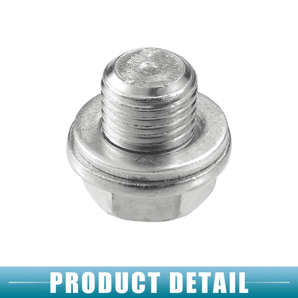 A ABSOPRO Universal Car Drain Plug with Gasket Durable M14x1.5 Metal Silver Tone (Set of 5)