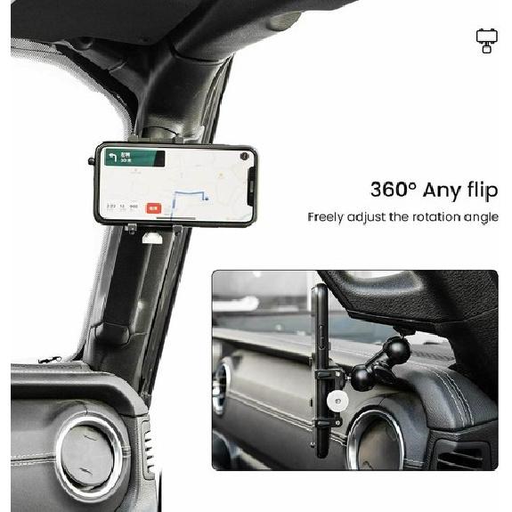 A-Pillar Phone Holder Mount Stand Accessories For Jeep Wrangler JL JLU JT 2018+