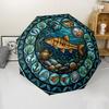 Marine Life Glass pattern umbrella, portable and foldable design, 8 ribs, a casual accessory for Halloween, Christmas, and birthday gifts.