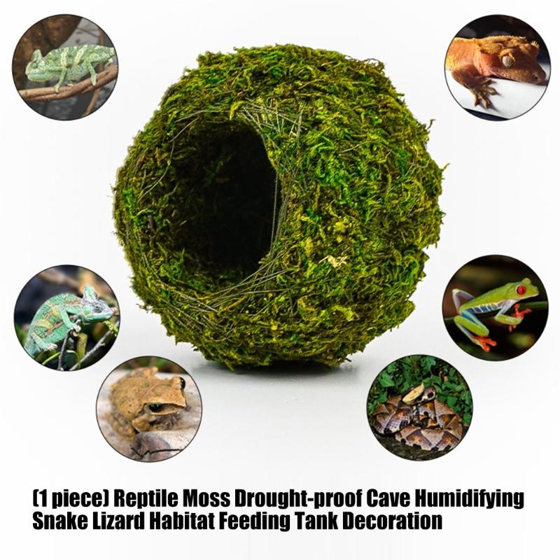 Moisturizing Reptiles Hideaway Cave Grass Woven Moss Shelter Rest Cave for Snake Lizards Terrariums Decoration