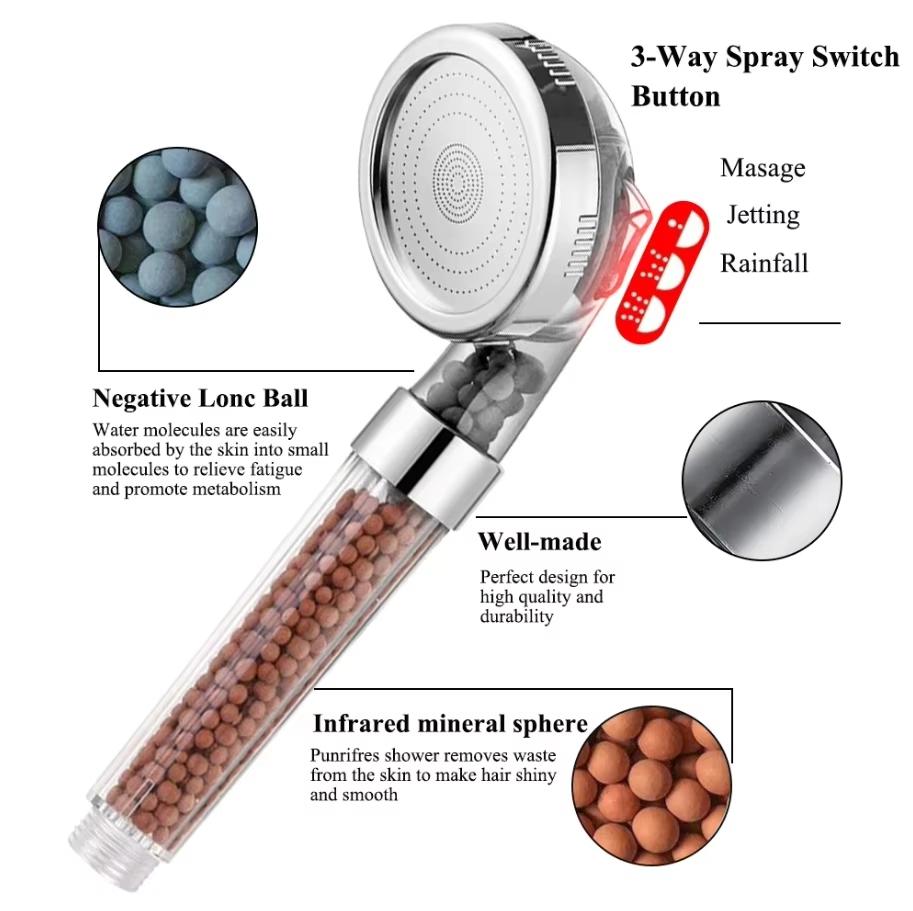 Sailor Holding Shower Head Bathroom Accessories 3 Functions High Pressure SPA Shower Head Section Negative Ion Filtration Shower