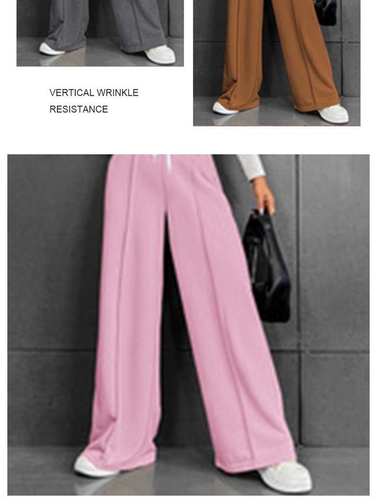 European & American High Waist Drawstring Wide Leg Sweatpants - Versatile, Comfortable, Loose Fit for Autumn/Winter