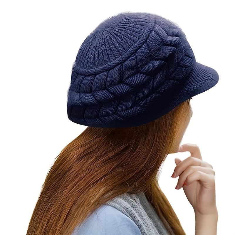 Knitted Fur Rabbit Fashionable Trendy Beanie Warm Keep Lined Fur Plush Hat Winter Women Hats For Woman Outdoor Coldproof Cap