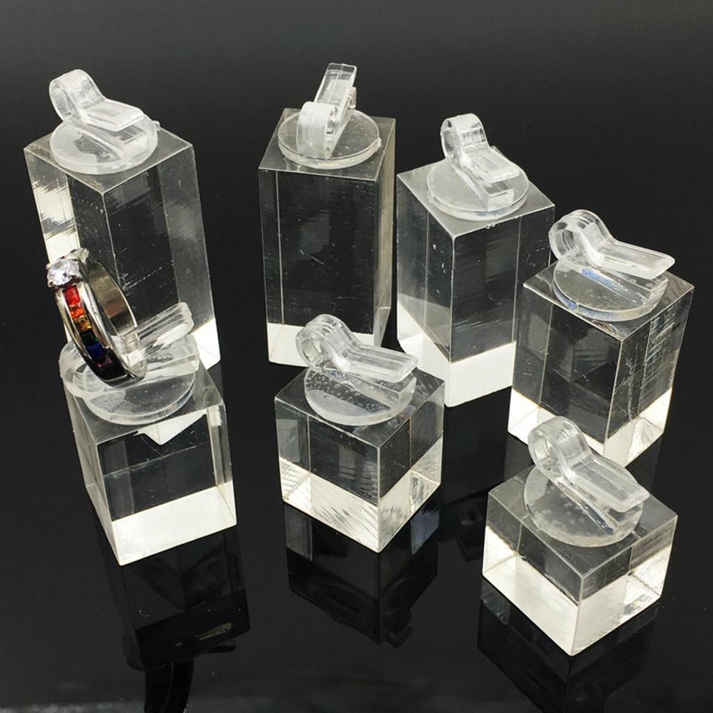 

7шт акриловый палец кольцо стенд держатель ювелирный магазин белый кубоид