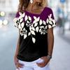 Fashion Women Irregular Neck Tee Summer 3D Floral Print T Shirts Ladies Loose Couples T Shirt Short Sleeve Tops Casual