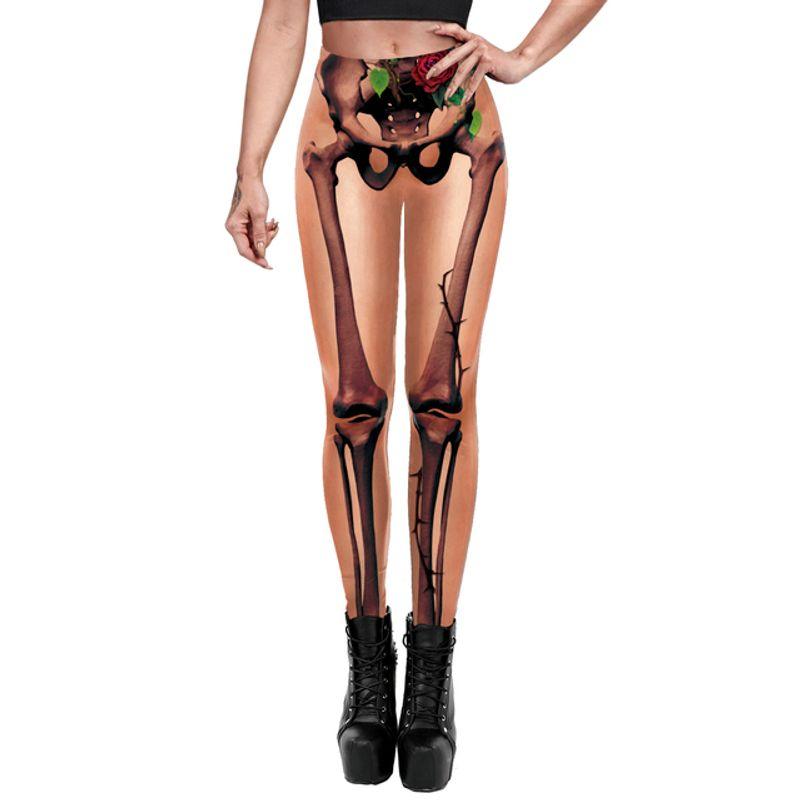 Halloween 3D Skull Print Pants Halloween 3D Skull Print Ankle Tight Leggings