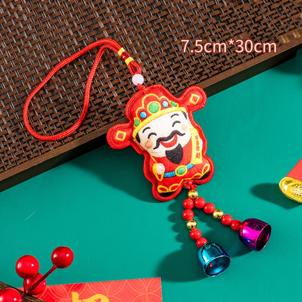 the god of fortune The God of Wealth Pendant Embroidered Red Chinese New Year Decoration Year of the Horse Chinese Style