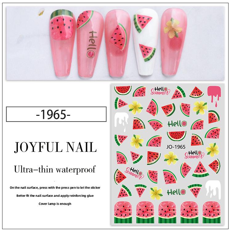 Fruit Pattern 3D Self-Adhesive Nail Stickers: Lemon, Strawberry, Peach Designs