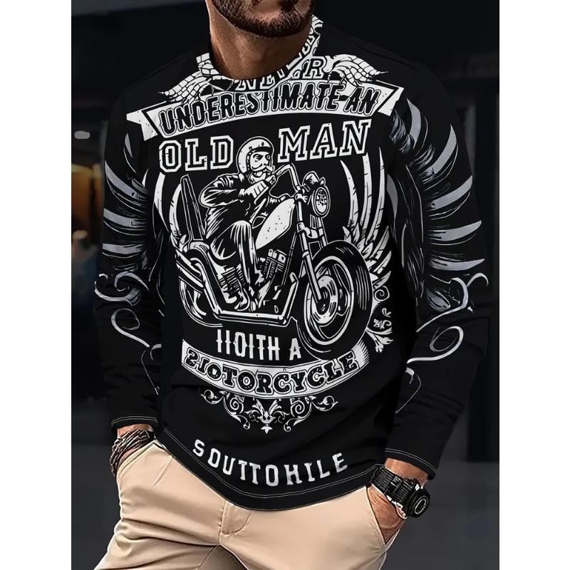 Men's Autumn 3D Cross Print Crew Neck Long Sleeve T-Shirt