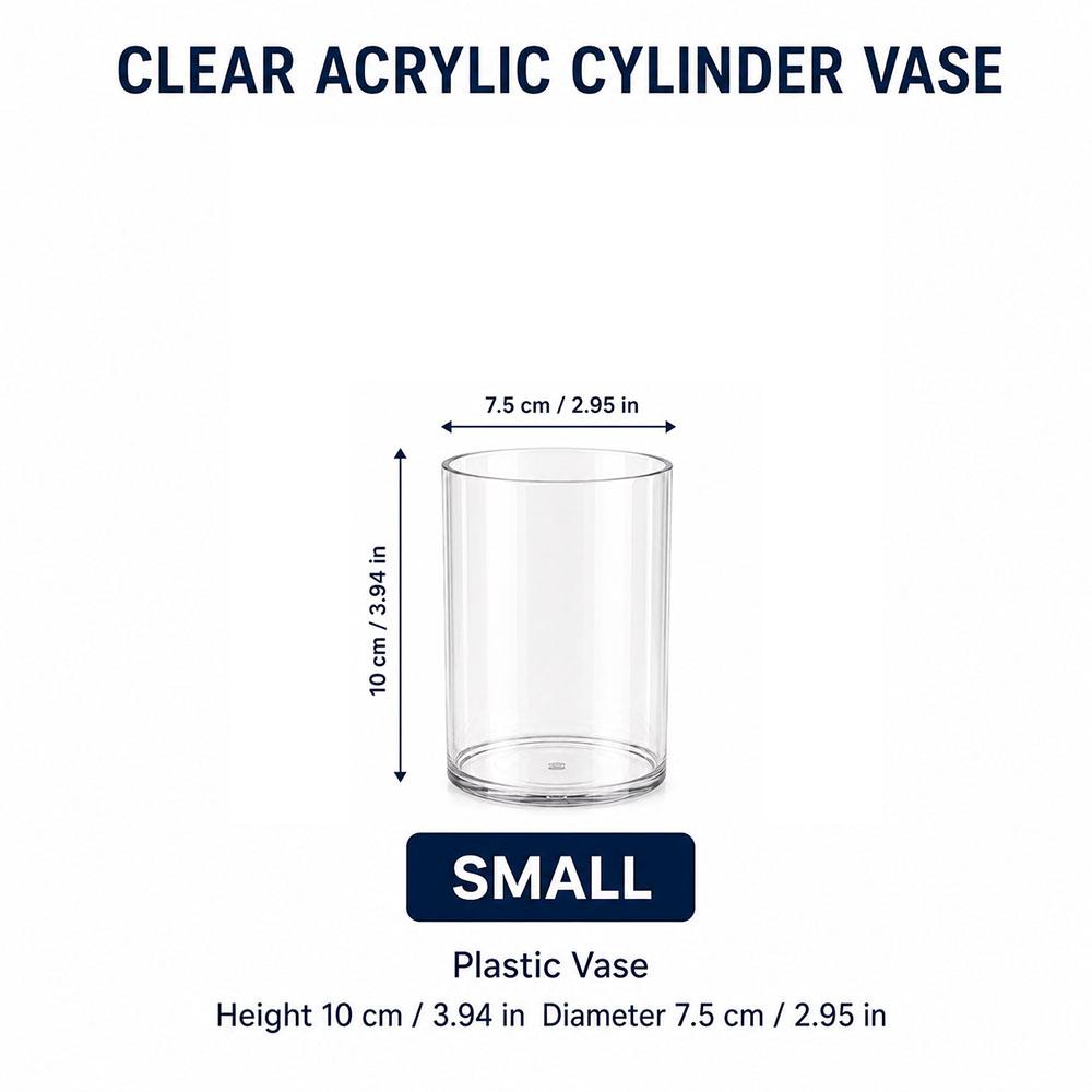 Vaso per Fiori Cilindrico Trasparente in Acrilico Infrangibile Alto Grande Vasi in Plastica per Decorazione Matrimonio Festa Vaso Fioriera Idroponica