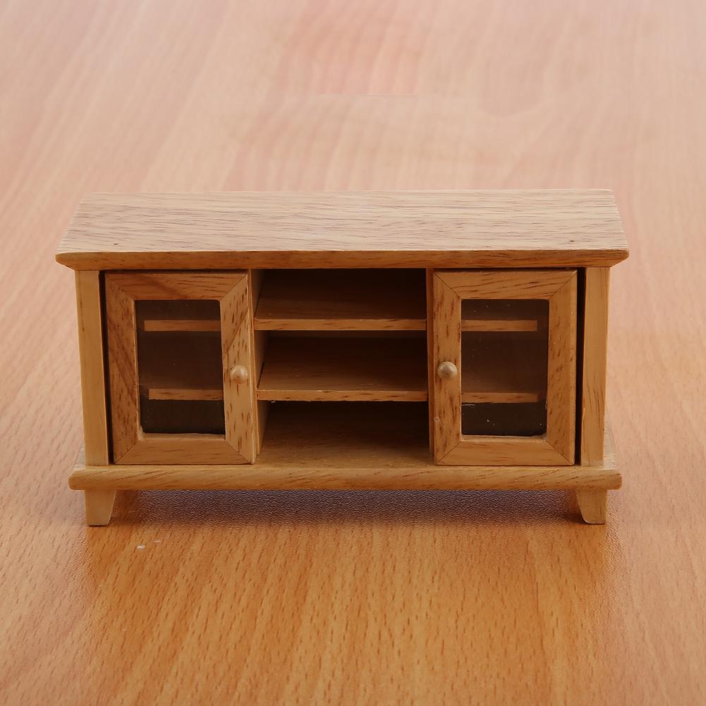 1:Maßstab 1:12 TV-Schrank mit Stauraum Miniatur Möbel aus Holz Kindergeschenk Weiß