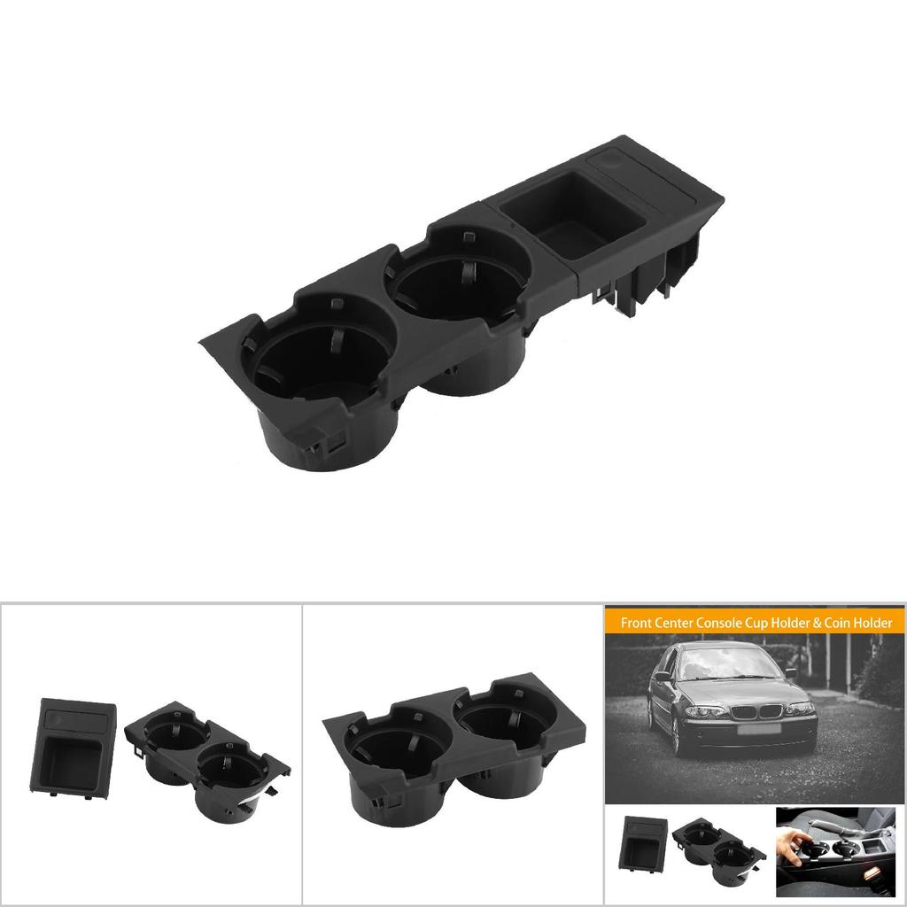 Car Interior Front Center Console Cup Holder Coin Holder for BMW E46 1998 2004 Black