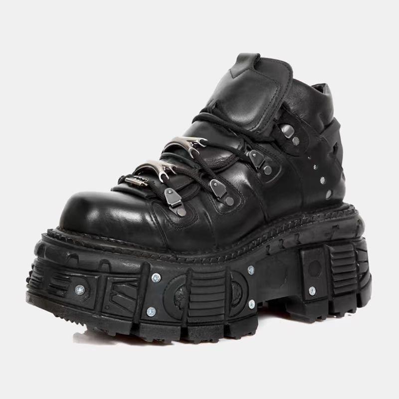 Vintage Spanish Tank Sole Metal High Top Shoes Punk Platform Chunky Goth Shoes for Women Streetwear