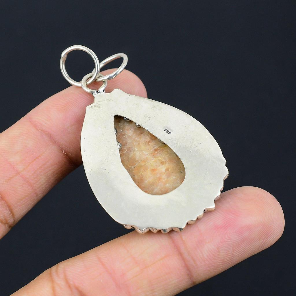 Natural Sunstone 925 Silver Sacral Chakra Handcrafted Daughter Pendant Jewelry