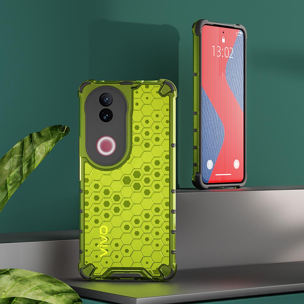 KEYSION Wstrząsoodporne etui Armor dla VIVO V50 5G Miękki silikon+PC Przezroczysty plaster miodu Tylna obudowa telefonu dla VIVO V50 5G