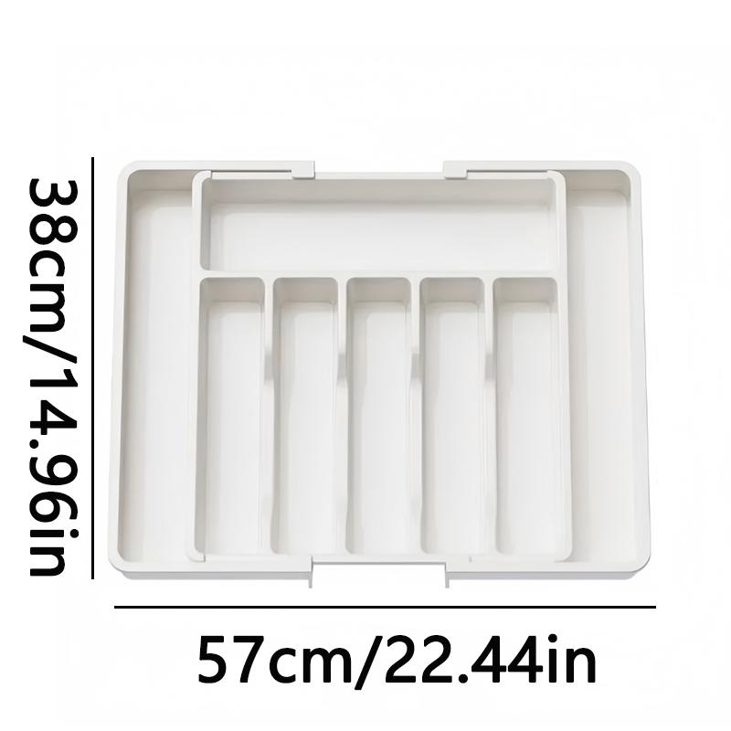 

Расширяемый Кухонный Пластиковый Органайзер для Хранения Лоток Подставка для Хранения Ложек Палочек для Еды Коробка для Хранения в Кухонном Ящике белый