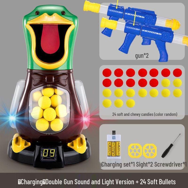 Hit Me Ducky! Parent-Child Interactive Toy with Air-Powered Soft Bullet, 3-Shot Firing for Kids 6+