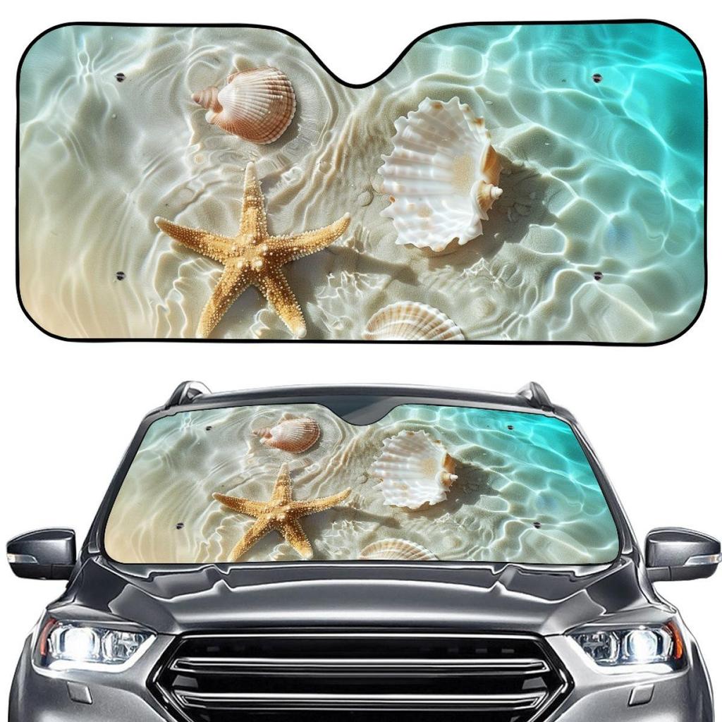 Summer Beach Shell Car Windshield Sunshade - Portable, Thin, No Installation Needed (Order from 1 Piece)