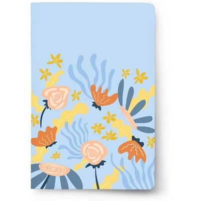 Factor Notes Notebook: 100 Gsm Ivory Shade Paper Journal Diary, A5, 144 Pages (The Blue Blossom, Plain)